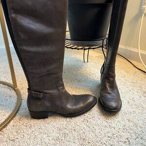Born Gray Tall Leather boots  2 inch heal Size 9M